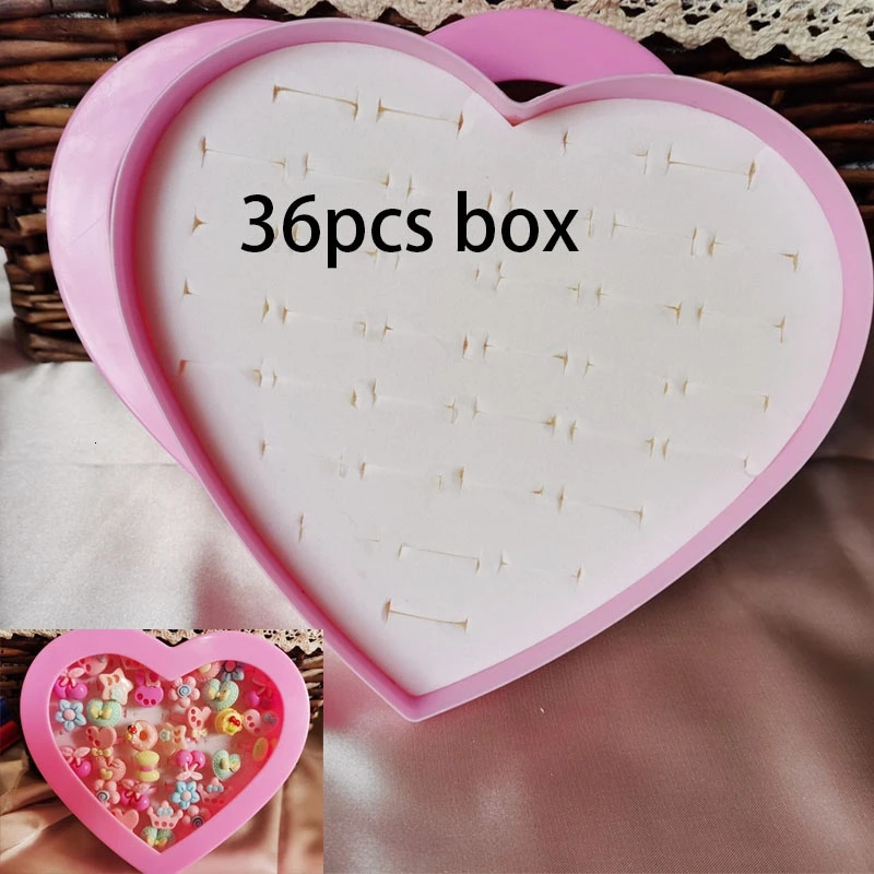 36pcs Zircon Rings For Girls Kids Child Jewelry Adjustable Little Crystal ring Gift Resin ring With box 250304