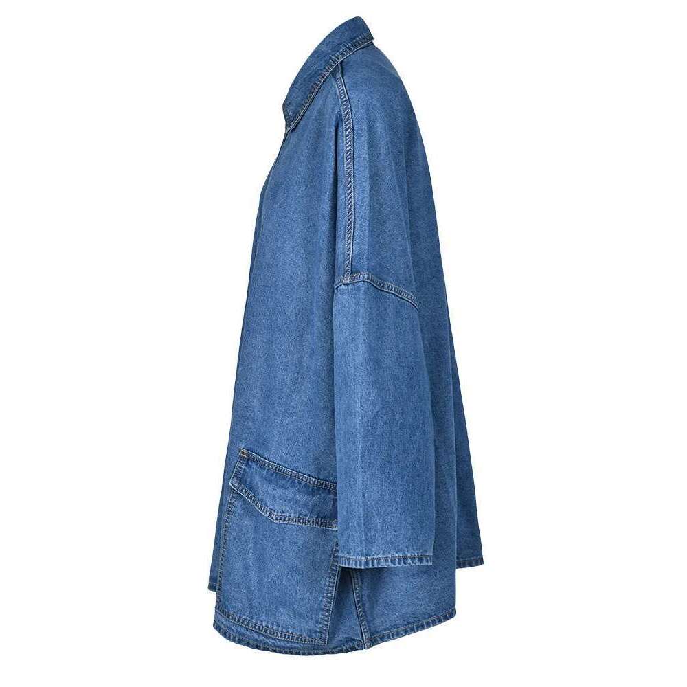 Fashion Women's Denim Coat Lapel Single Breasted Dropped Shoulder Full Sleeves Blue Cotton Jackets Autumn 2025 New Cp2074