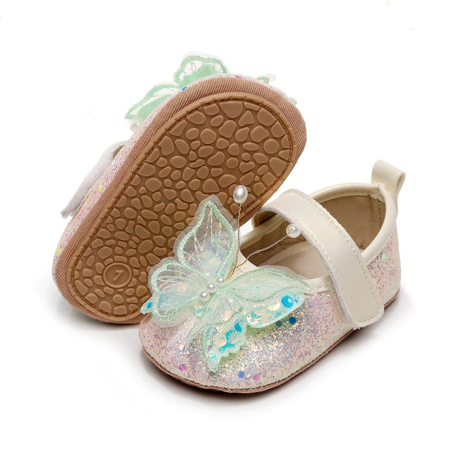 Baby Shoes Cute Bow Princess Shining 3D Butterfly Mary Jane Apartment Anti slip 250303