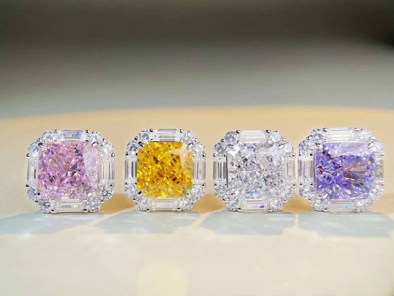 Top Quality 100% Sterg Sier 10CT Radiant Cut Citrine Sapphire High Carbon Dia Wedding Party Stud Earrings for Women
