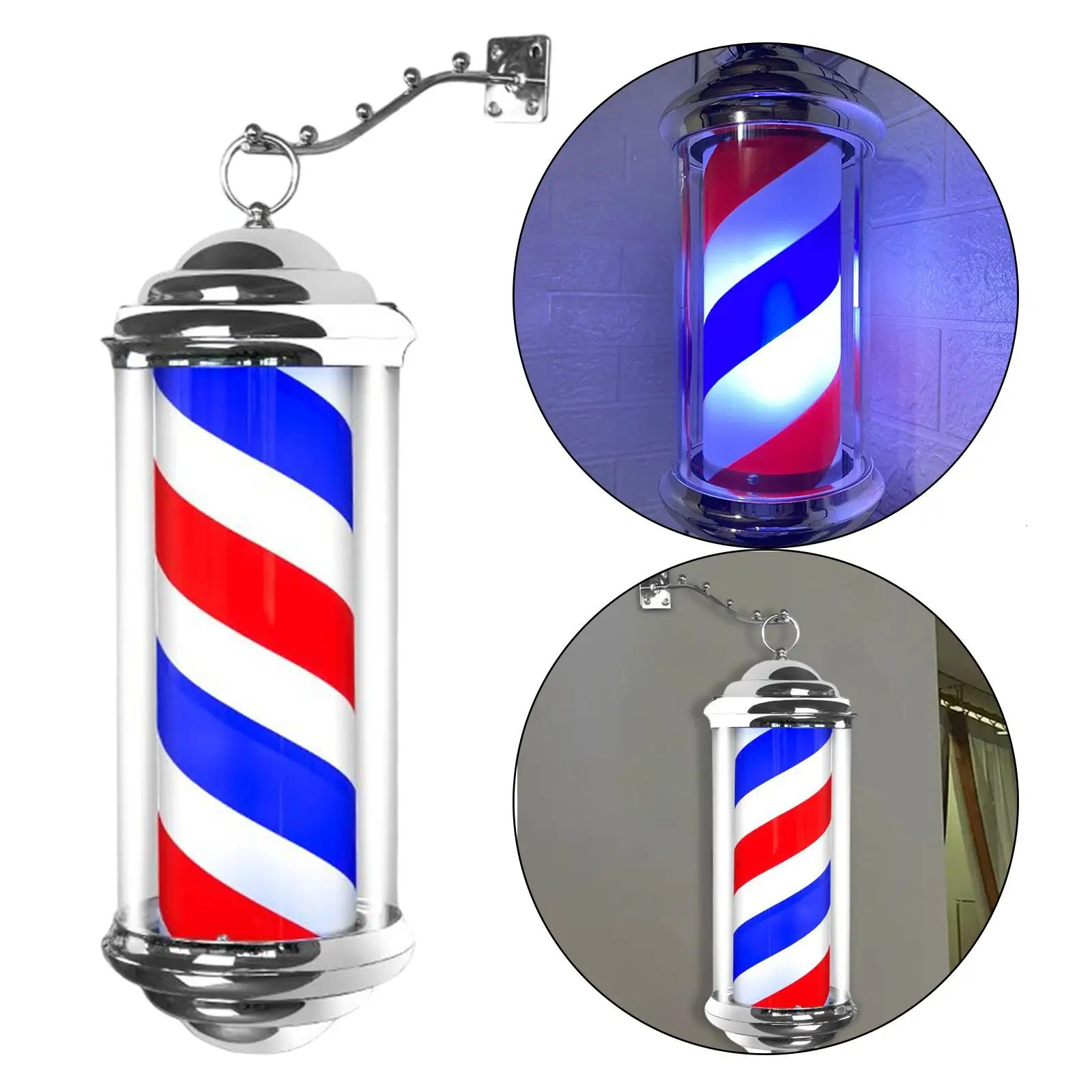 40cm LED hair salon logo pole light with red white and blue stripe Roating sand dragon wall hanging light beauty salon light 250304
