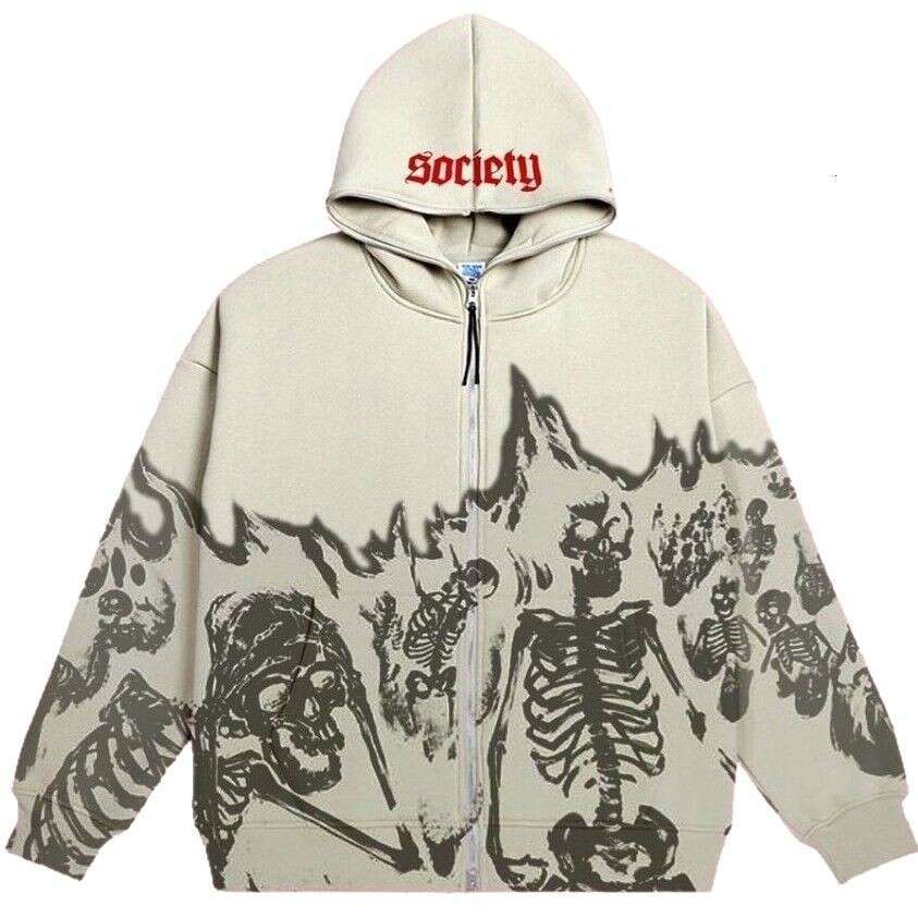 2025 Spring/Autumn New 3D Printed Y2K Millennium Style Skeleton Hoodie Couple's Long Sleeve Jacket