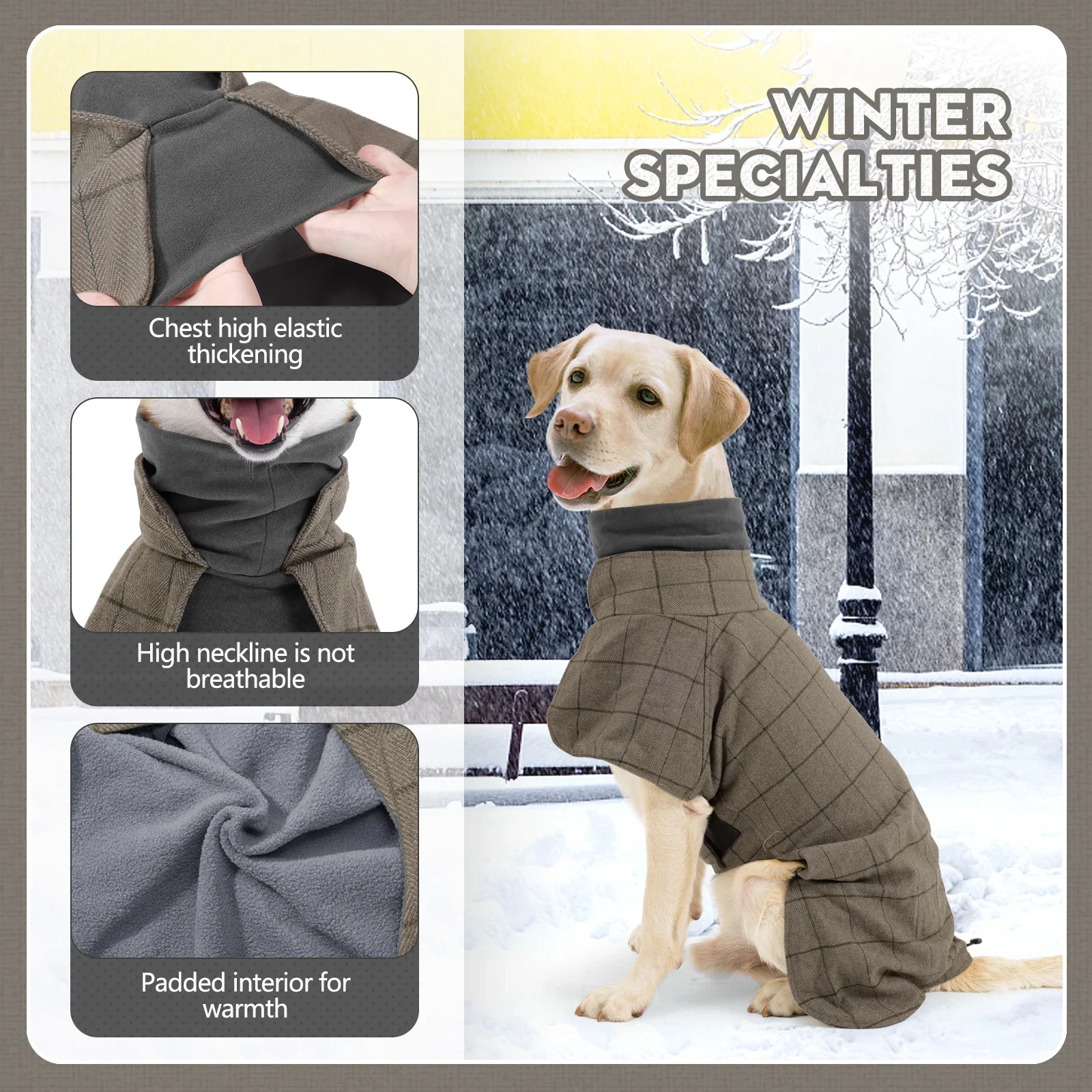 Dog Clothes Waterproof Windproof Clothes Winter Warm British Style Plaid Jack For Small Medium Large Dogs Winter Clothes for Dog
