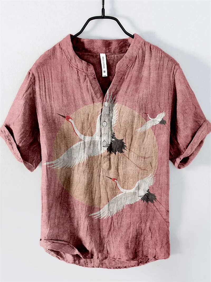 2025 Summer New Retro Style European And American Popular Designer Shirt Short Sleeved Fashionable Hawaiian Breathable Comfortable Shirt Button V-neck