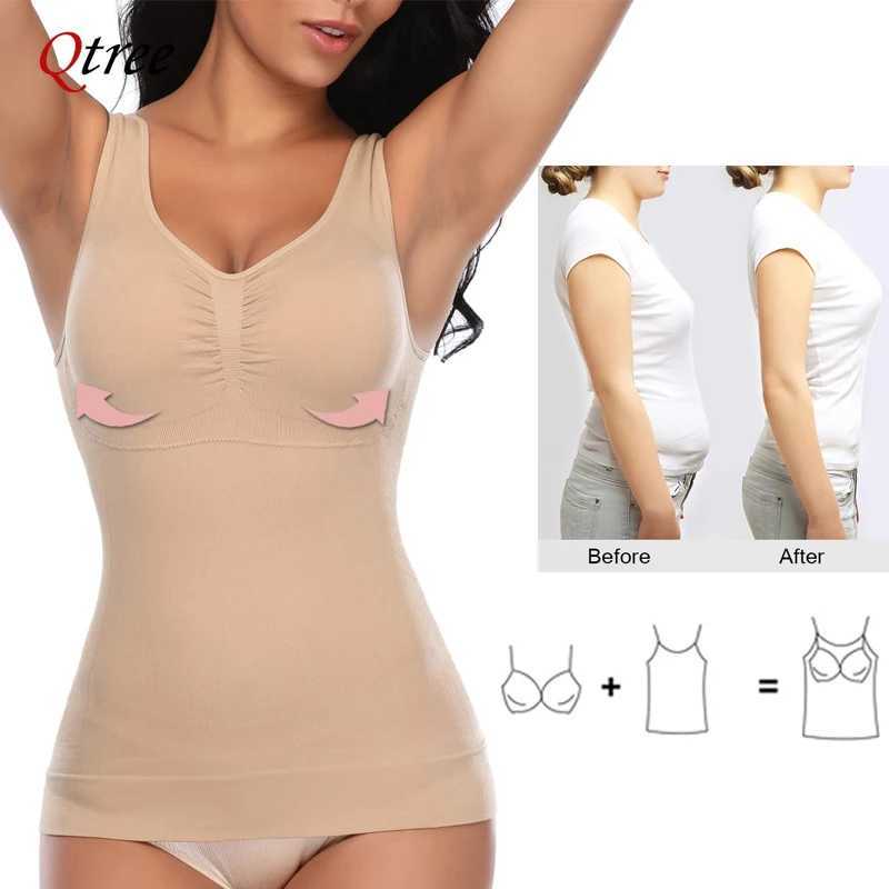 Qtree Women Tummy Control Shapewear Classic 2-IN-1 with Padded Bra High Elastic Strench Vest Body Shaper Slim Up Lift CorsetXJ250304
