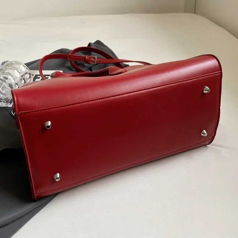 Red Color Large Size Women Handbags Pure Color Suede Shoulder Shopper Tote Bag 2024 Luxury Designer Handbags Z250303