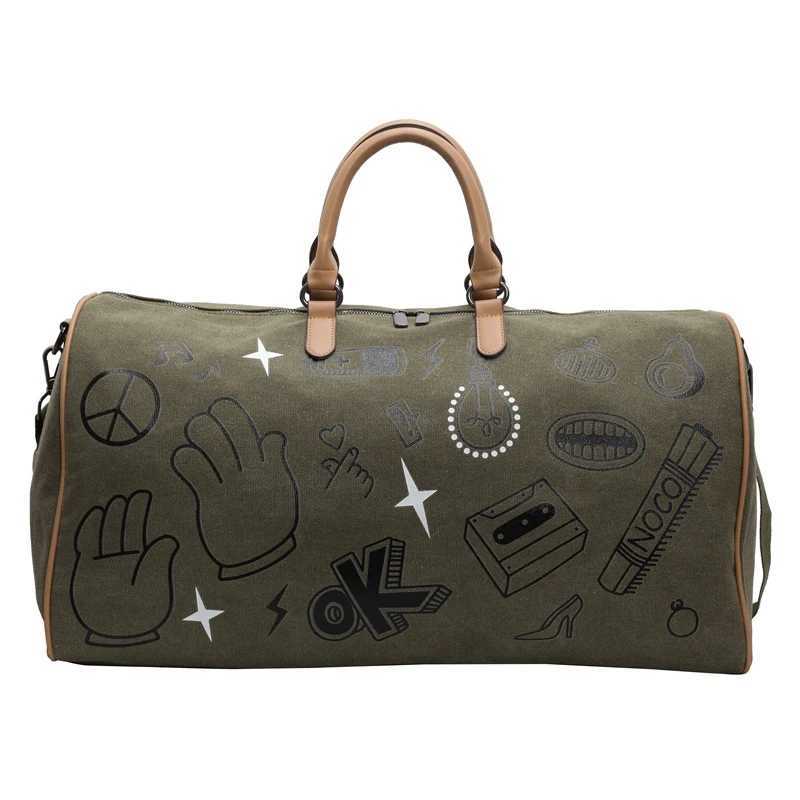 Graffiti Travel Bag Womens Short Distance Business Trip Large Capacity Luggage Handbag Dry Wet Separation Sports Fitness Bag Y250304