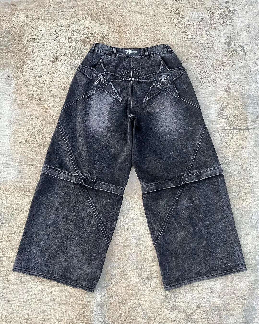 New High Gothic Punk Dark Trousers Y2k Haruku Retro Washed Distressed Baggy Jeans Men Street Fashion Straight Leg Pants