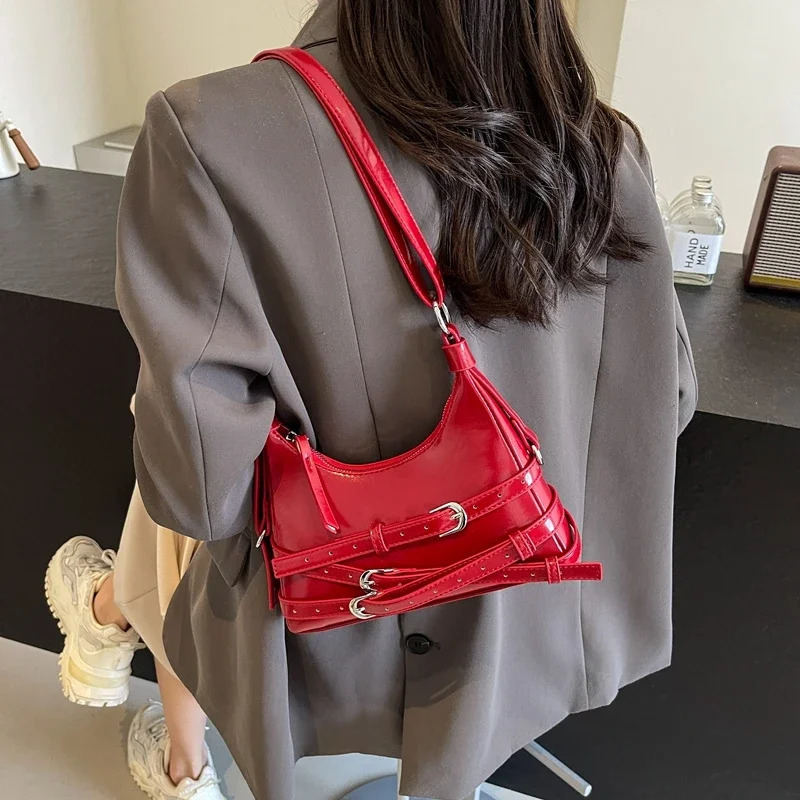 Fashion Sewing Thread Shoulder Bags Solid Soft Bags for Women Interior Compartment Zipper Pu Womens Handbags 250228