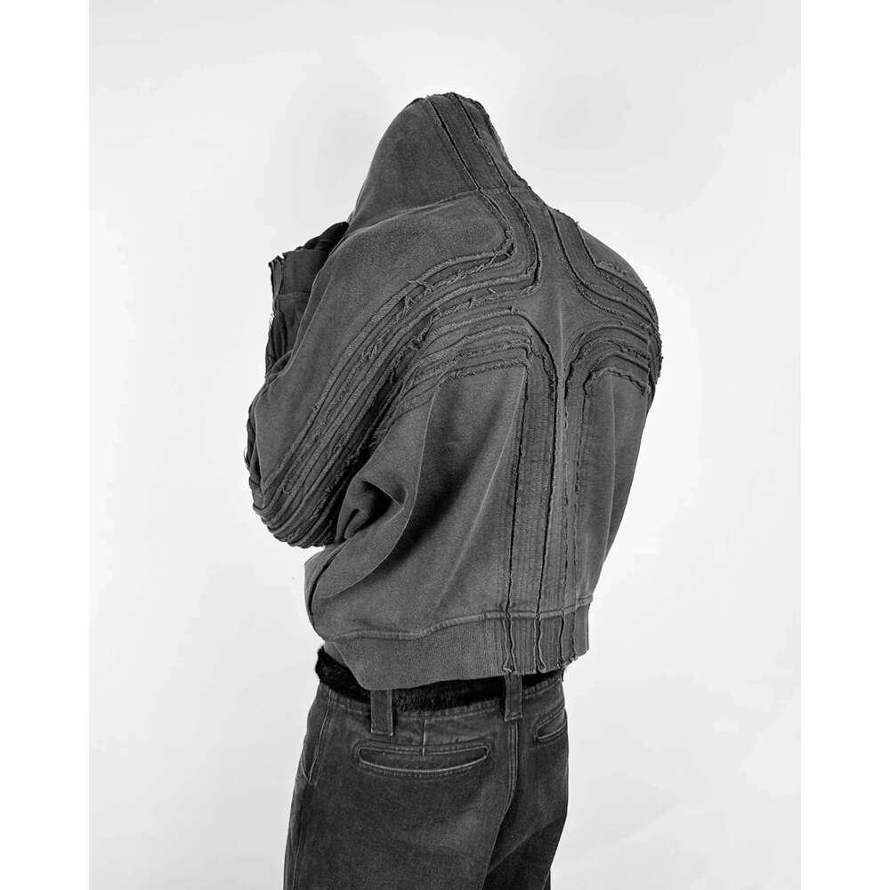 Retro Streetwear Cross Patchwork Hip Hop Zipper Hoodie Men Women Gothic Fashion Working Clothes Jacket Y2k Punk Hole Sweatshirt