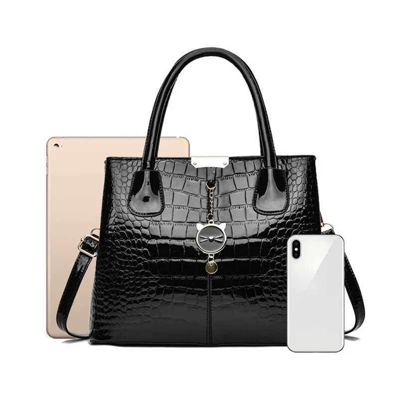 New bright leather handbag stone womens bag large capacity single shoulder crossbody bag Europe and the United States casual wo Z250303