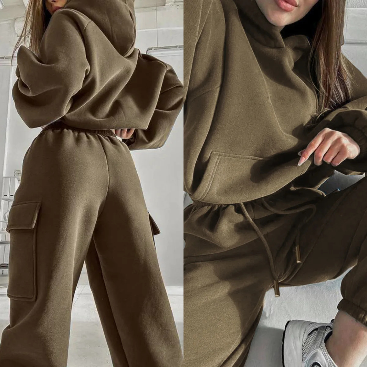 Sweatsuit Spring Sport Suit Zip Up Hoodie Jacket SweaterPant Running Jogging Workout Casual Set Tracksuit 250303
