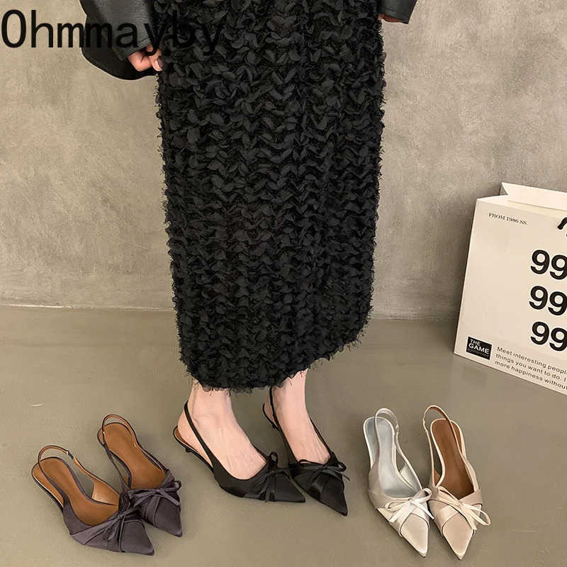 Summer High Heel -knot Wen Sandals Fi Pointed Toe Singbacks Shoes Ladies Elegant Dancing Party Pumps Z250304