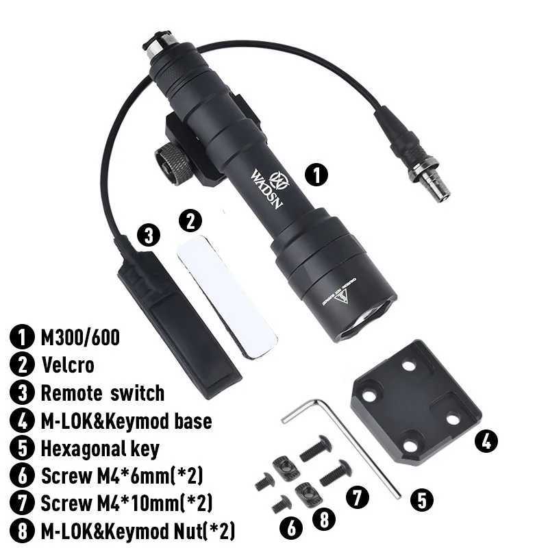 WADSN M600U M300C Tactical Airsoft Flashlight M-Lok Keymod Rail Offset Mount Base M300 M600 Weapon Gun Light Hunting AccoriesXJ250303