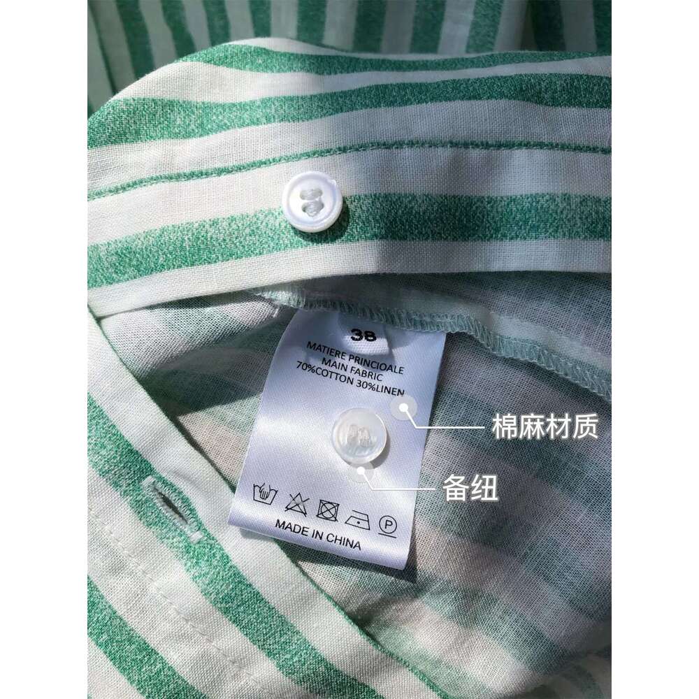 Ladies Cotton En Blend Striped Shirt Spring New Loose Casual Women Single-Breasted Long-Sleeved Classic Blouse