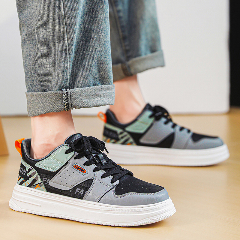 Men's Designer Shoes Spring And Autumn New Leather Breathable Casual White Thick Sole Increased Mesh Inner Sports Board Shoes Fashionable White S