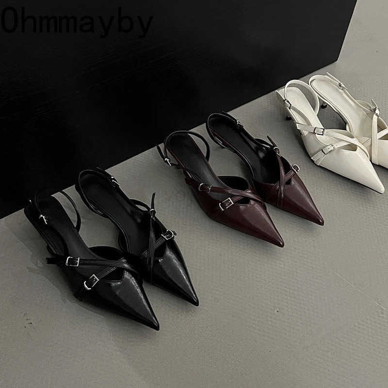 Summer Pointed Toe Wen Sandals Fi Shallow Singbacks Shoes Ladies Elegant Dancing Party Pumps Z250304