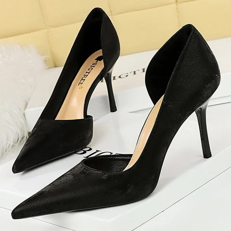 BIGTREE Shoes Retro High Heels Pointed Hollowed Out Single Shoes With Women Pumps Stilettos Heels 8 Cm Party Shoes Kitten Heels 250228