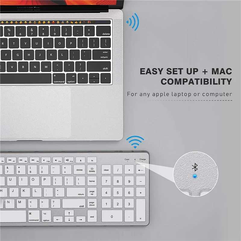 Ultra Slim Wireless Keyboard Compatible for Mac OS/iOS/iPad OS Rechargeable Keyboard for MacBook Z250304