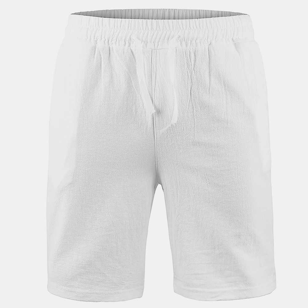 KB New Mens Cotton Linen Shorts Pants Male Summer Breathable Solid Color Linen Trousers Fitness Streetwear S-3XLT250304