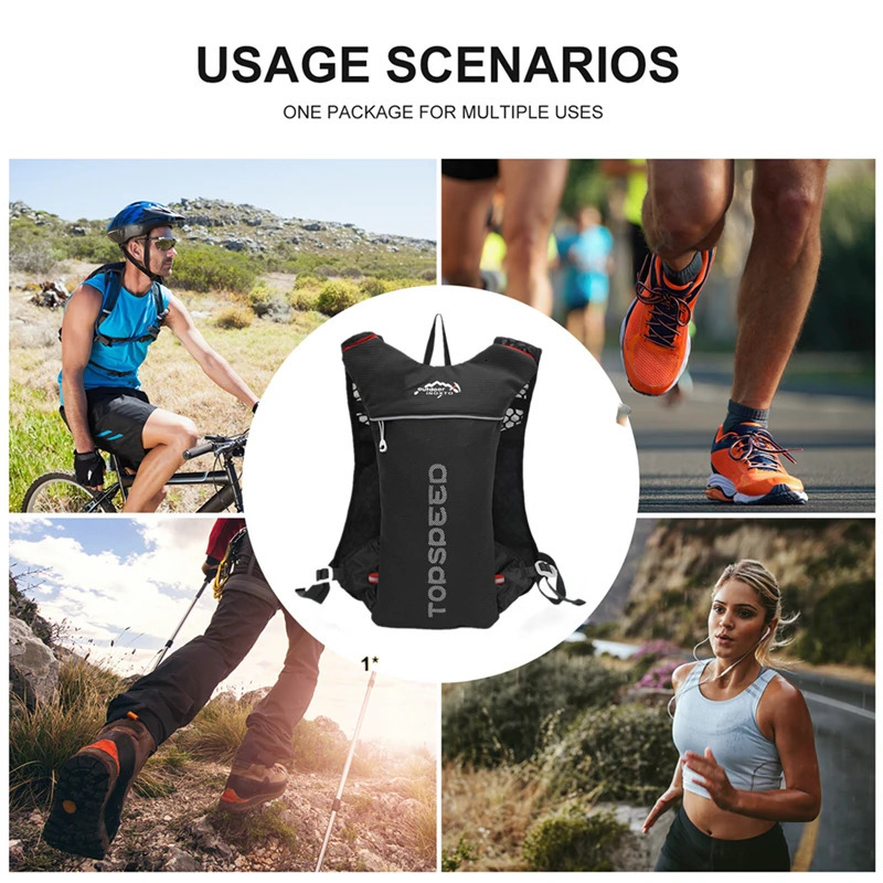 Outdoor trail running 5L ultra light backpack moisturizing jogging vest mens breathable marathon bike bag water bottle 500ML 250303