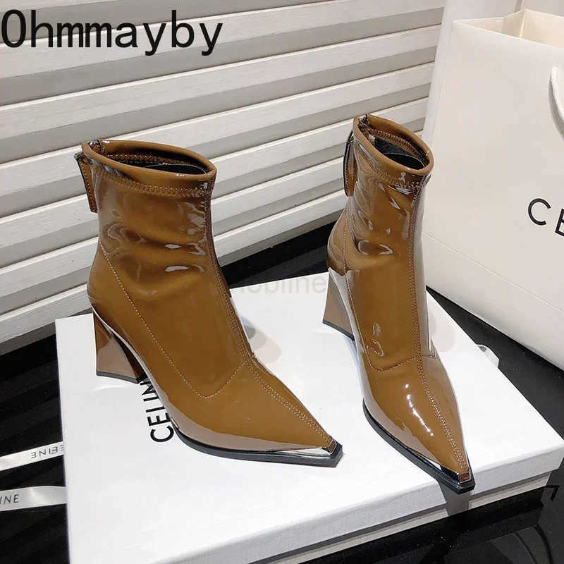 Designer Vintage Wen Pointed Toe Ankle Boots Fion High H Short Booties Autumn Winter Wens Shoes Z250304
