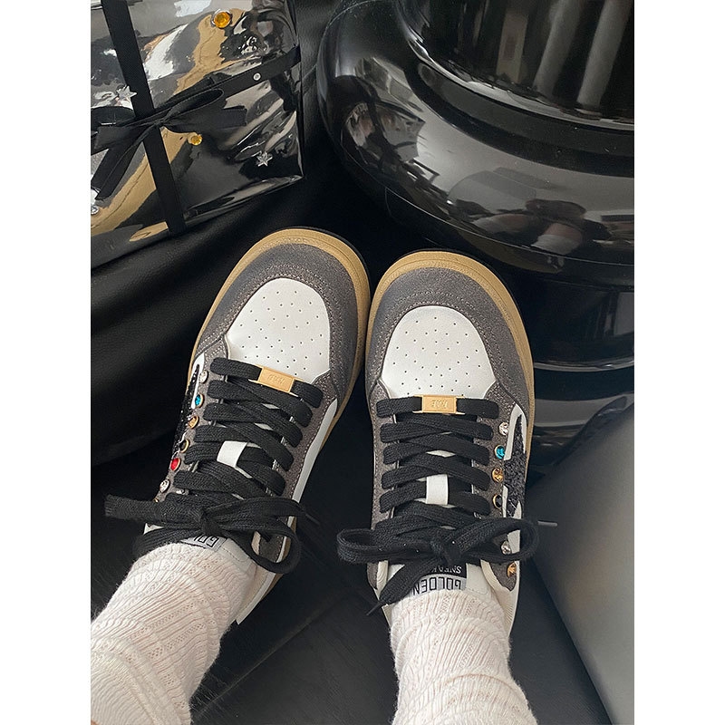 Niche design versatile star shoes for women autumn and winter style breathable student casual sports shoes, contrasting color sneakers