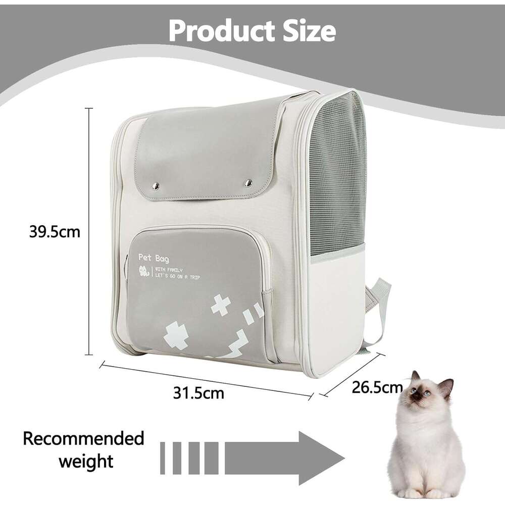 DHpet Airline-Approved Pet Backpack - Grey, with Safety Lock, Ventilated & Comfort Design for Outdoor Trips