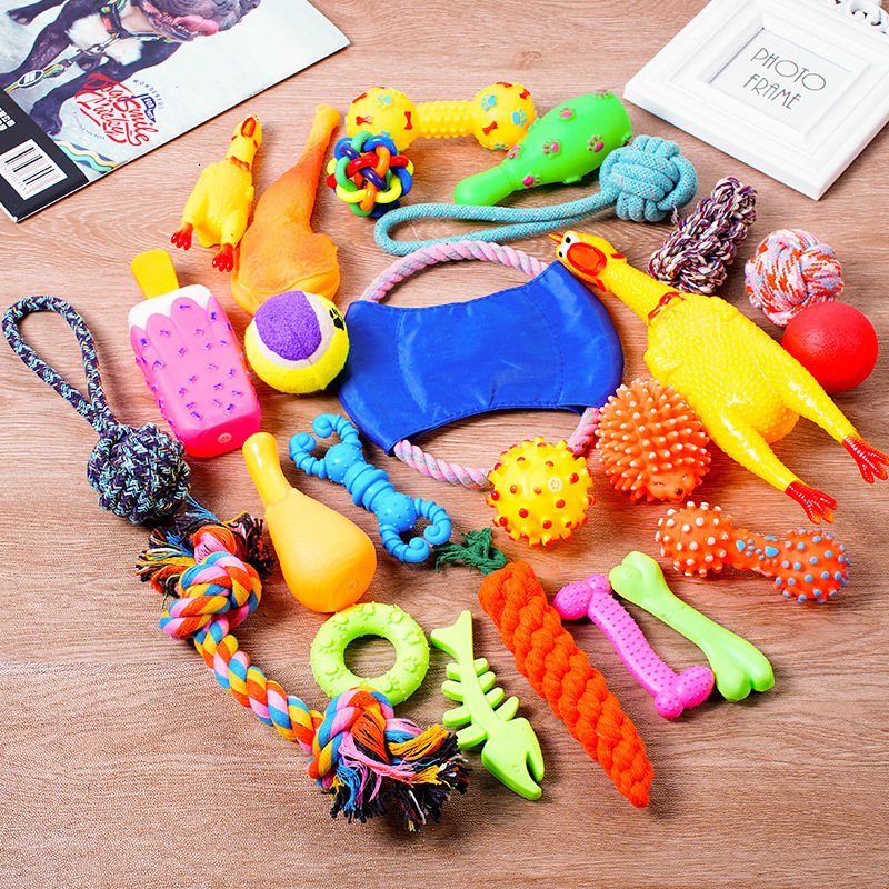Pet Grinding Teeth And Making Sounds Ball Rope Knot Set Sound-resistant To Bite-relieving Dog Chew Toy