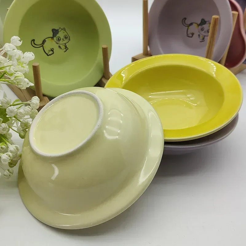 Elevated Pets Bowls Extra Wide Raised Cats Food Bowl Anti-Vomiting Cat Feeder Whisker Stress-Free Dog Ceramic Cat Feeding Bowls