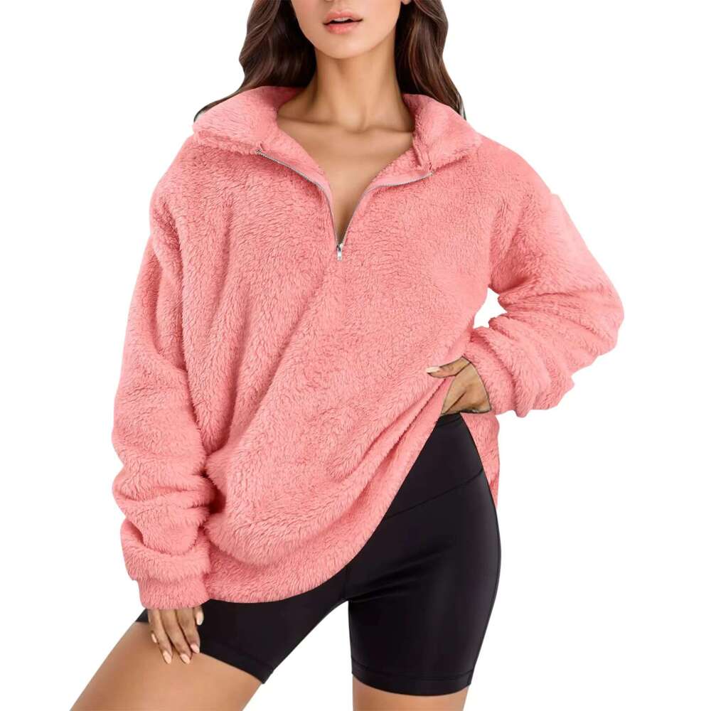 Popular Fall/Winter Loose Half Zip Women's Hoodie