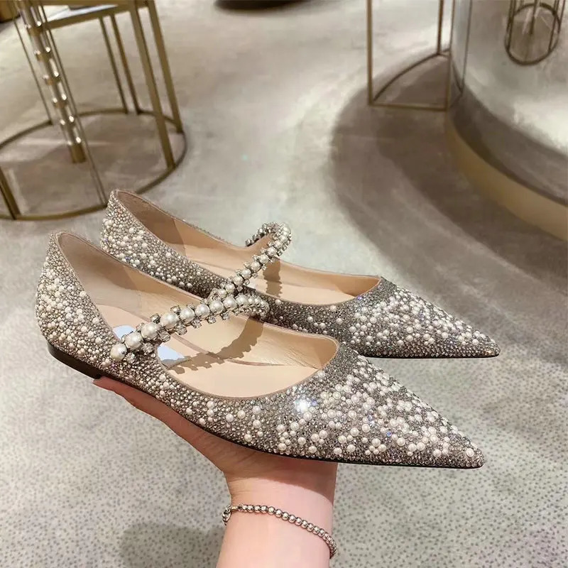 Bling Shiny Glitter Pumps Women Slip-On Rhinstone High Heels Shoes Woman Shining Thin Heels Wedding Party Shoes 250303