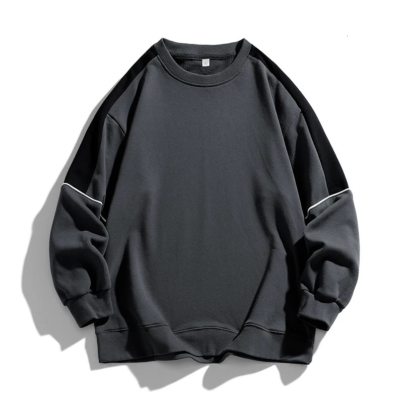 Mens Autumn Casual Fashion Youth Zipper Top Color Comparison Round Neck Hoodie Mens Long Sleeve Loose Sports Shirt Top 250228