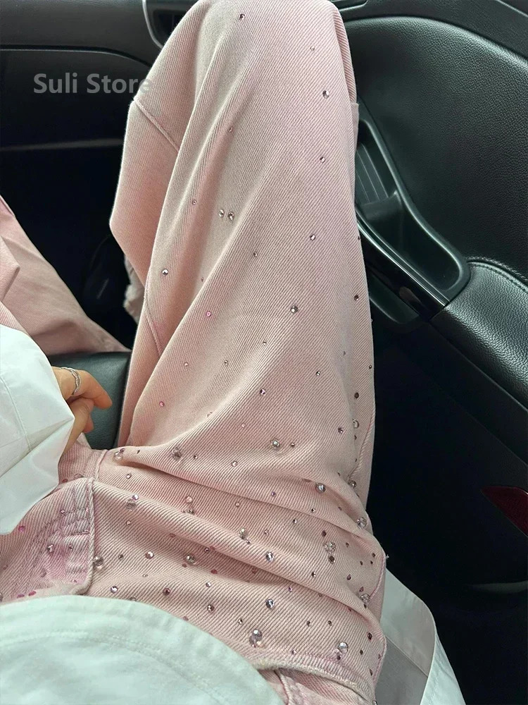 Spring Summer All-match Casual Harem Pants High Waist Stretch Slim Denim Pants Drilling Casual Ankle-length Jeans 250228