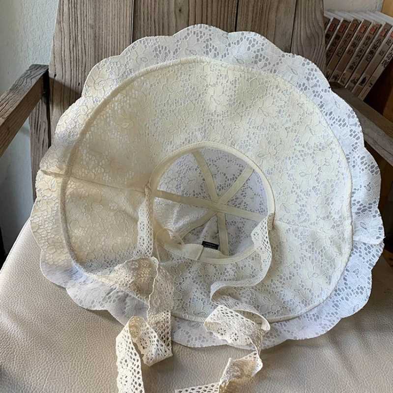 Summer Lace Sun Hat Womens Wide Brim Sun Hat Womens Lace Hat Summer White Lace Party Wedding Set Beach HatXJ250304