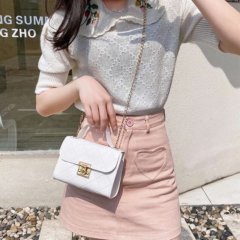 New Casual Chain Crossbody For Women Simple Shoulder Bag Ladies Designer Handbags PU Leather Messenger Bags
