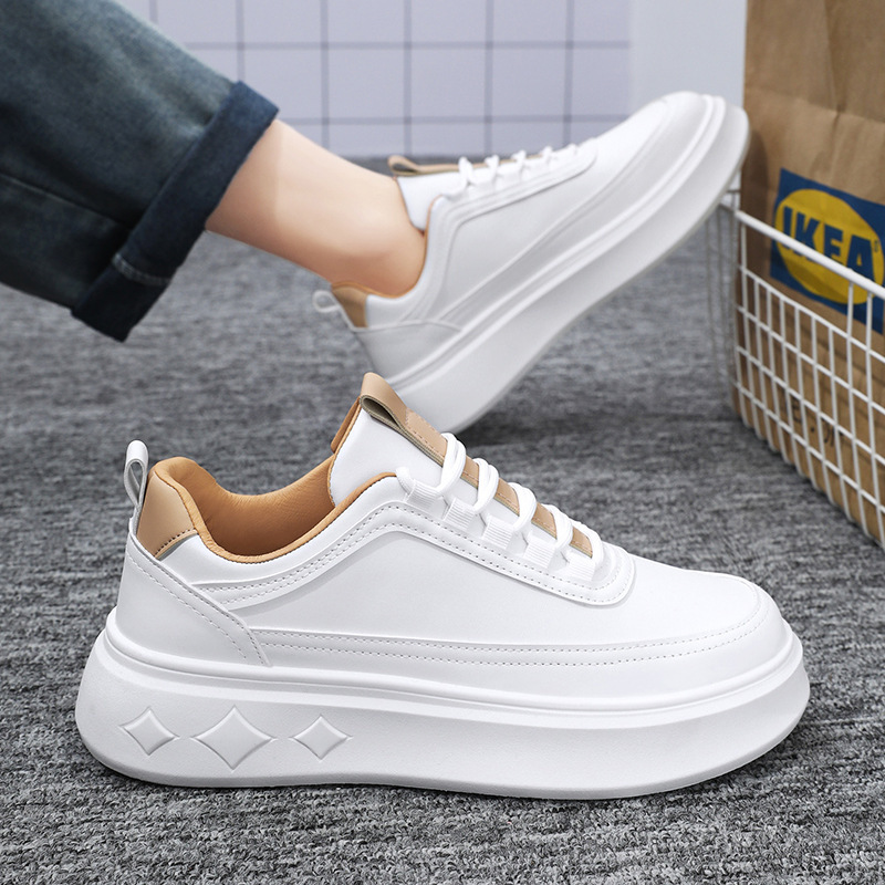 Male Designer s Summer 2025 New Breathable Solid Color White Shoes Trend Versatile Thick Sole Multifunctional Sports And Leisure Fashionable Board Sho