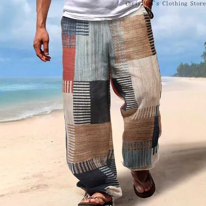 Spring/summer New Digital Printed Beach Vacation Slacks Hip Hop Street Fashion Baggy Mens Pants Vintage Patch Mens TrousersXJ250303