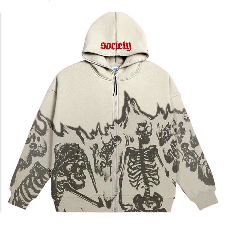 2025 Spring/Autumn New 3D Printed Y2K Millennium Style Skeleton Hoodie Couple's Long Sleeve Jacket