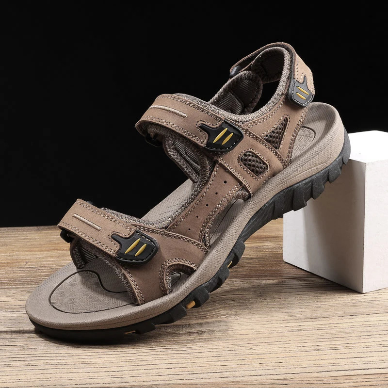 Summer Hook Loop Open Toe Sandals For Men Outdoor Trekking Beach Shoes Non-Slip Plus Big Size 47 48 250303