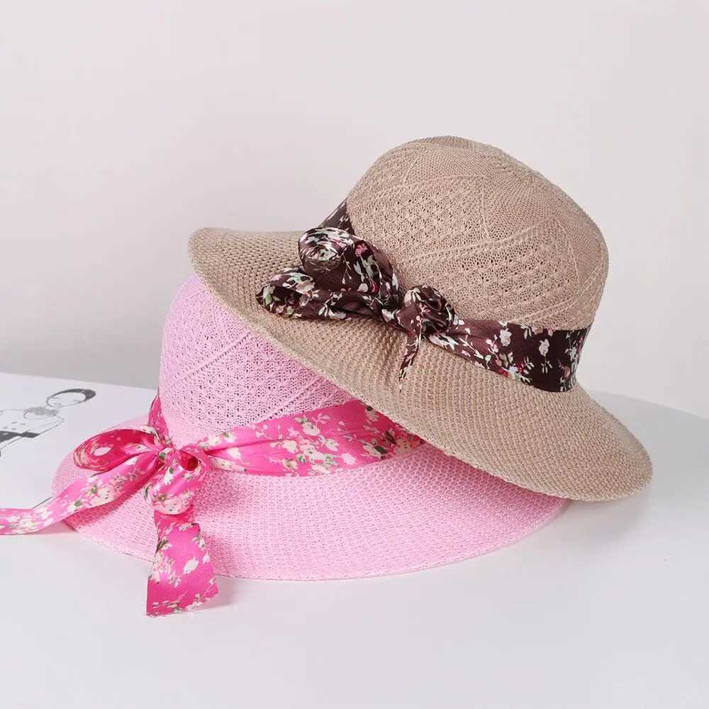 Beach ladies fashionable summer womens hats womens sun hats ribbon fisherman hats womens Str hats La casual sun hatsXJ250304