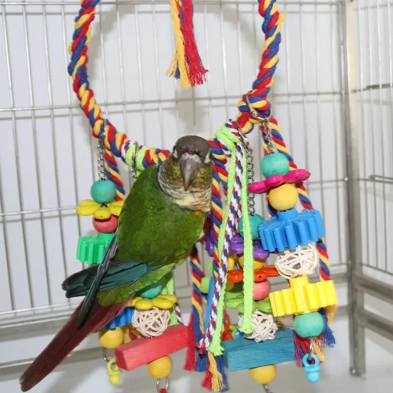 Bird Toys, Bird Supplies, Hanging Rings, Swings, Wooden Plastic Cotton Ropes, Parrot Bite Toys Parrot Toys Bird Accessories