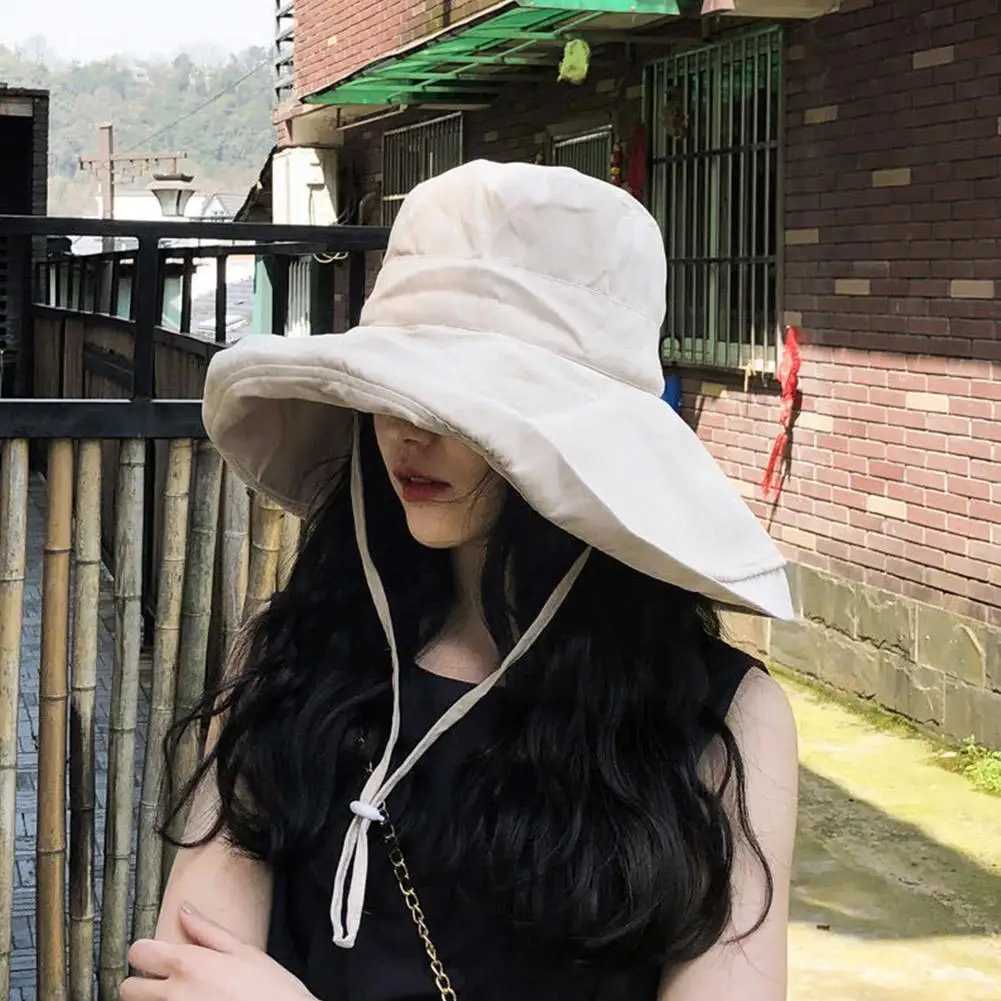 Large Brim Hat Fishermans Hat Womens Spring And Summer Hat Sun Bucket Color Solid Hat Sun Visor Foldable Hat Casual Hat T K3T5XJ250304