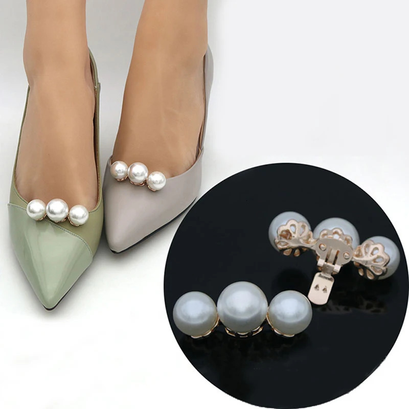 1Pc Lady Shoe Pearl Clip Decorative Clips Wedding Women Bride High Heel Removable Charm Buckle Clamp Shoe Decorations 250218