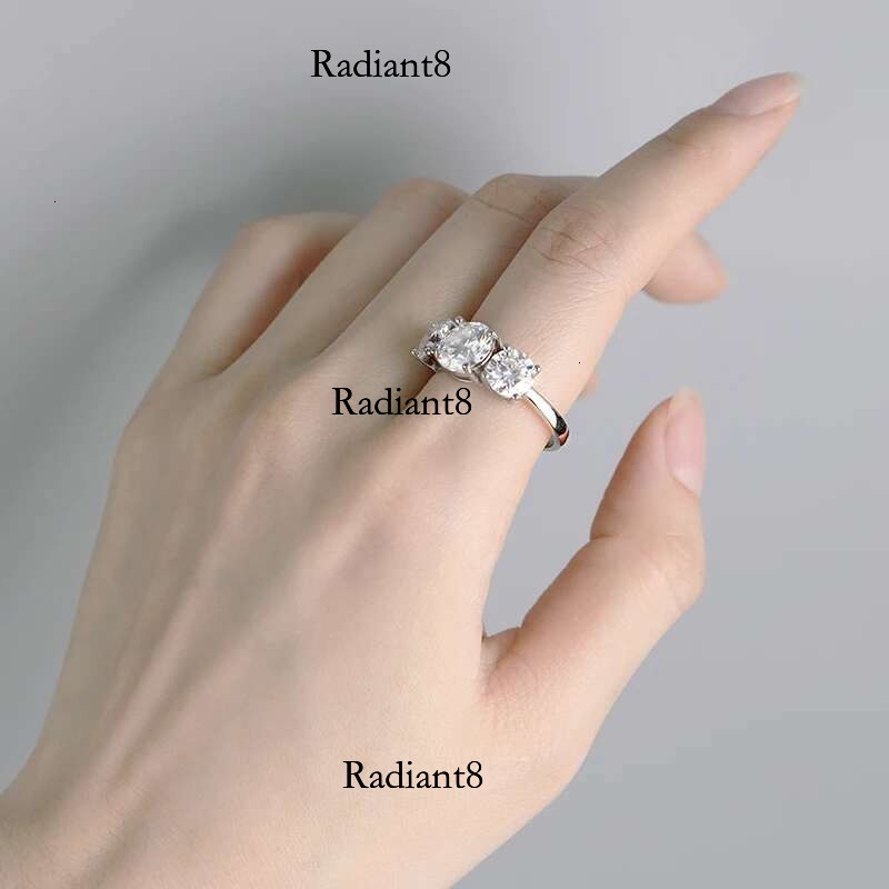 Smyoue White Gold 4/2CT Moissanite Ring for Women Sparkg Lab Grown Dia Wedding Band S Solid Sier Jewelry Wholesale