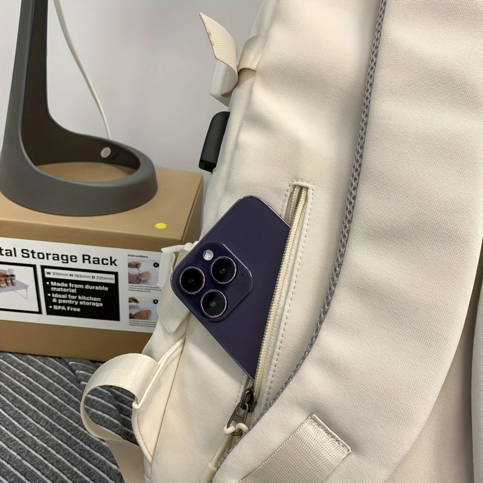 Ship from US Minimalist Solid Color Preppy BookbagSolid Zipper Travel DaypackDaily Teens Backpack For School Unisex Bag Daily 250304FBB