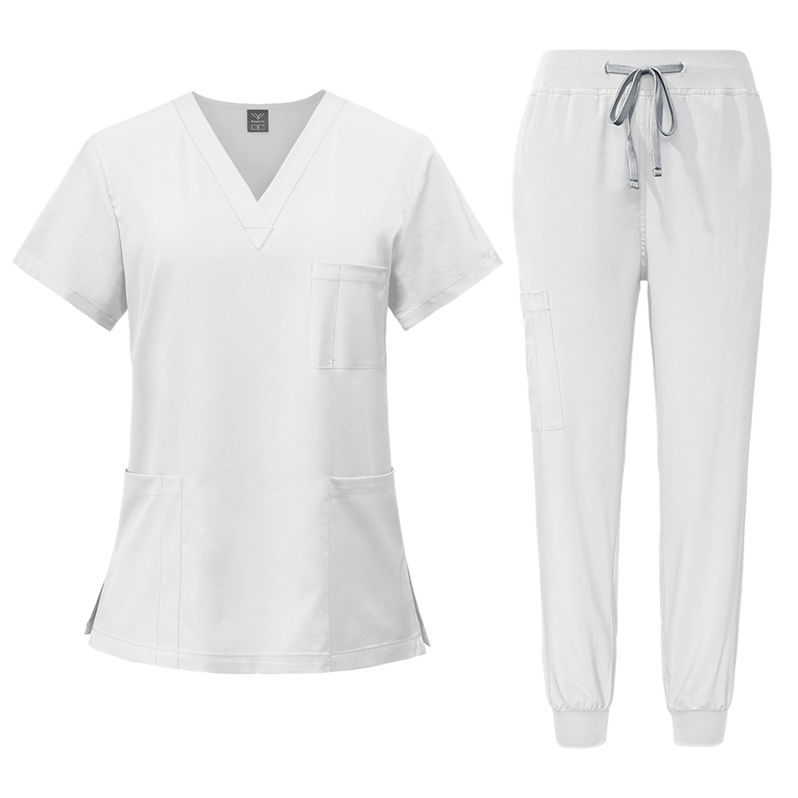 Women's Two Piece Pants Men's and women's quick drying short sleeved V-neck workwear