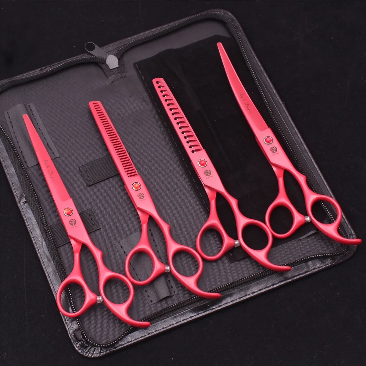 7.0 Pet Grooming Scissors Set Japanese Steel Straight Curved Dog Cat Cutting Thinning Shears Hair Comb Hemostatic Forceps Z3103 250304