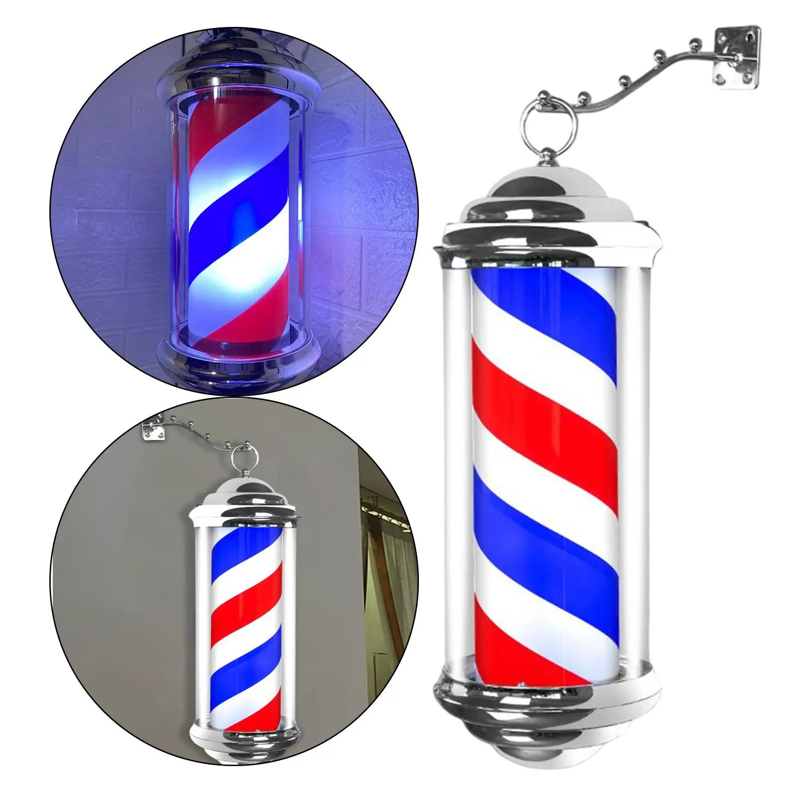 40cm LED hair salon logo pole light with red white and blue stripe Roating sand dragon wall hanging light beauty salon light 250304