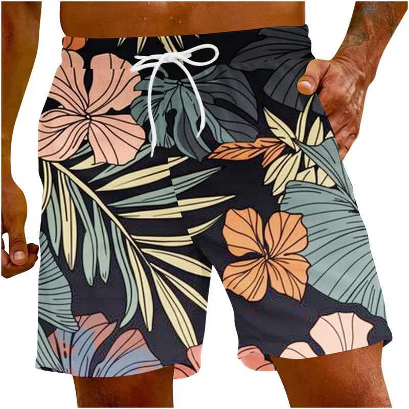 Tropical Palm Leaf Graphic Beach Shorts For Men Plant 3D Printed Board Shorts Casual Hawaiian Short Pants Oversized Swim TrunksT250304